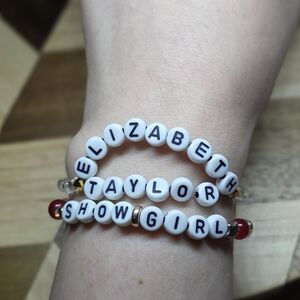 Red and White Beaded Bracelet Taylor Swift Showgirl